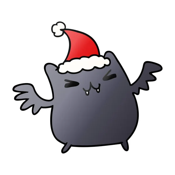 Handgezeichneter Weihnachtsgradienten Cartoon Der Kawaii Fledermaus — Stockvektor