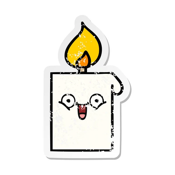 Distressed sticker of a cute cartoon lit candle — Stock Vector