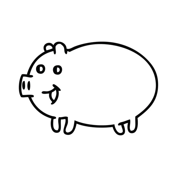 Line Drawing Cartoon Pig — Stock Vector