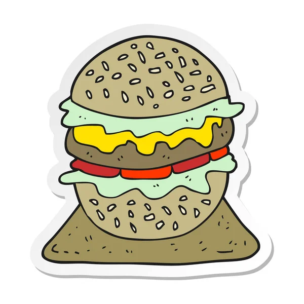 A rajzfilm ízletes Burger matrica — Stock Vector