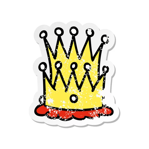 Sıkıntılı etiket karikatür doodle iki kron — Stok Vektör