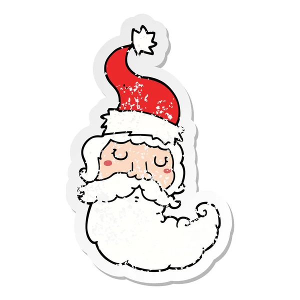 Nödställda Klistermärke Tecknad Santa Ansikte — Stock vektor