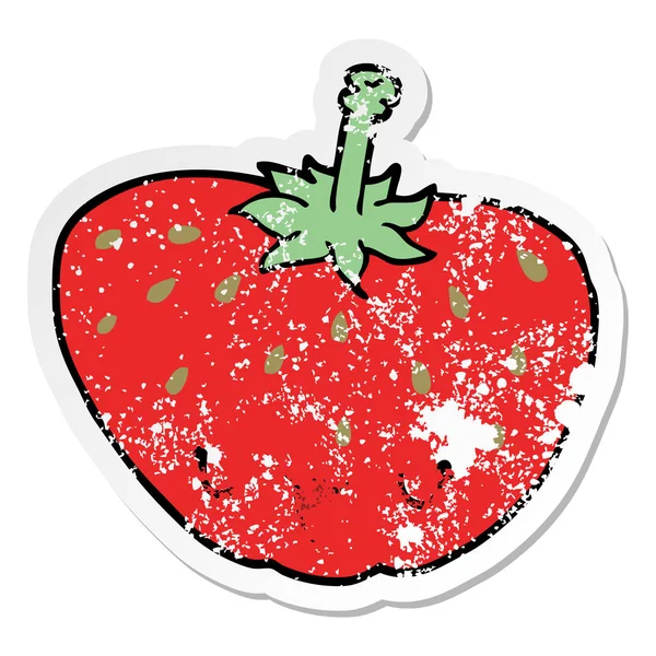 Distressed Sticker Cartoon Strawberry — Stock Vector