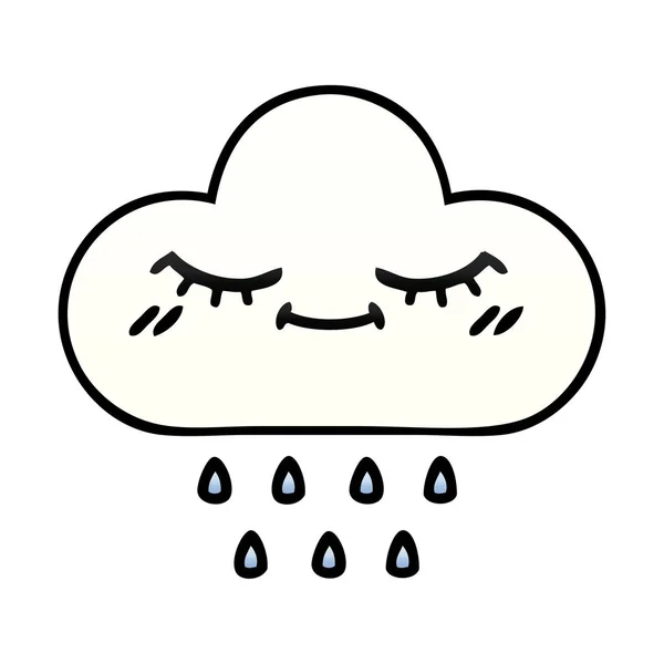 Caricatura Sombreada Gradiente Una Nube Lluvia — Vector de stock