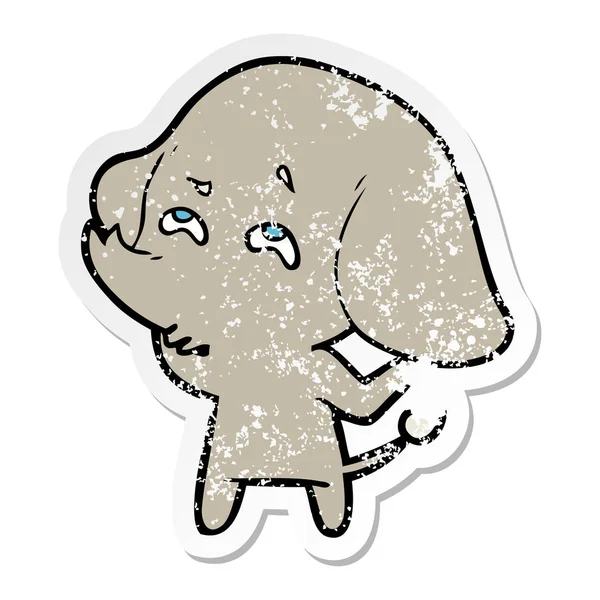 Distressed Sticker Cartoon Elephant Remembering — Stock Vector