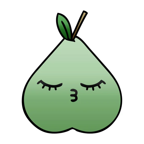 一个绿色梨的渐变阴影卡通 — 图库矢量图片
