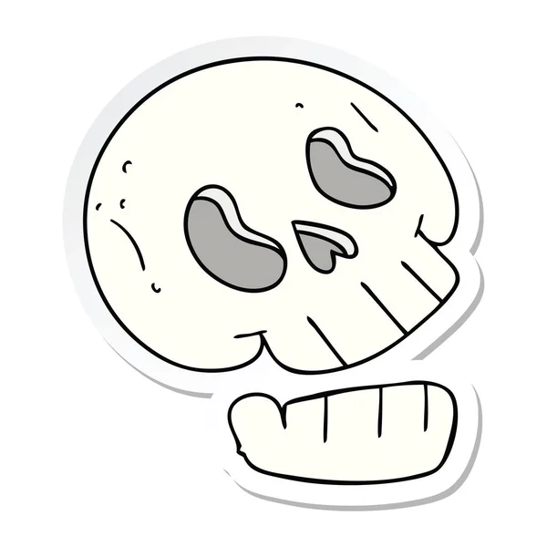 Sticker van een eigenzinnige hand getrokken cartoon schedel — Stockvector