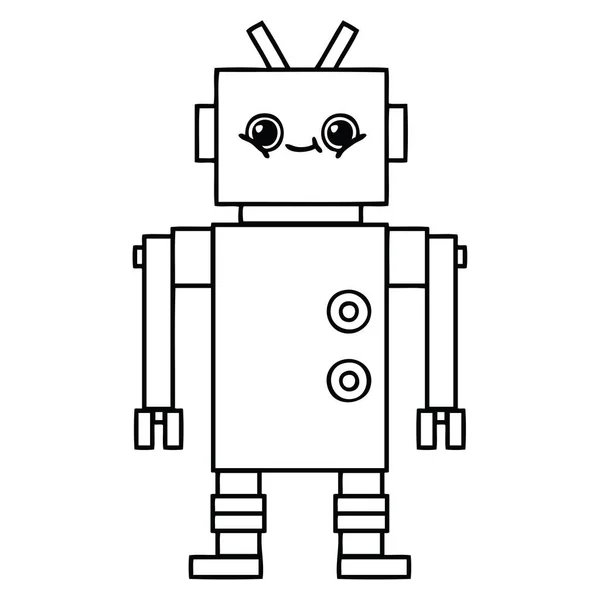 Desenho Linha Desenhos Animados Robô — Vetor de Stock