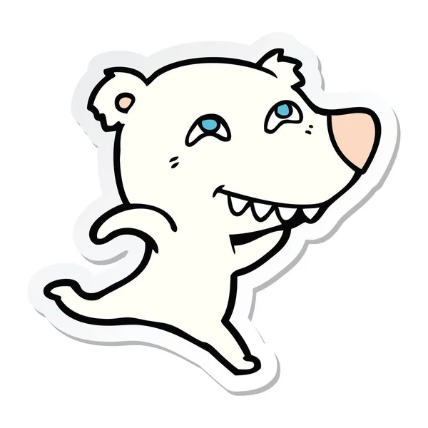 Etiqueta Urso Polar Dos Desenhos Animados Mostrando Dentes — Vetor de Stock