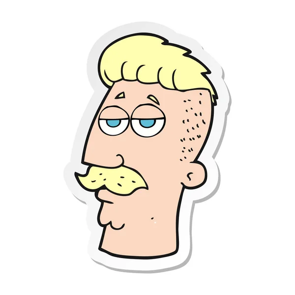 Sticker of a cartoon man with hipster hair cut — Stock Vector