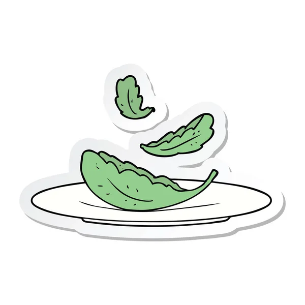 Aufkleber Einer Karikatur Salatblätter — Stockvektor