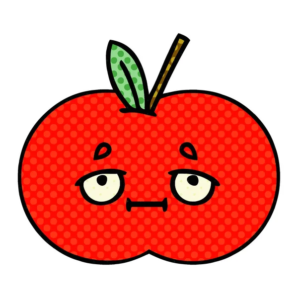 Serietidning stil tecknad rött äpple — Stock vektor