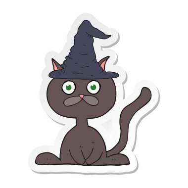 etiket bir karikatür Cadılar Bayramı kedi