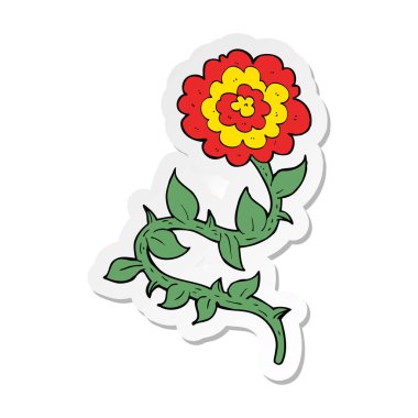 etiket bir karikatür çiçek