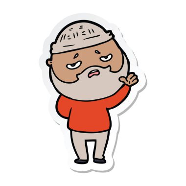 etiket bir karikatür sakallı endişeli