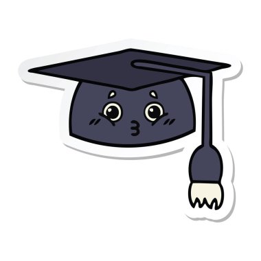 etiket sevimli çizgi mezuniyet şapka