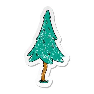 elle çizilmiş etiket karikatür doodle orman çam ağaçlarının sıkıntılı
