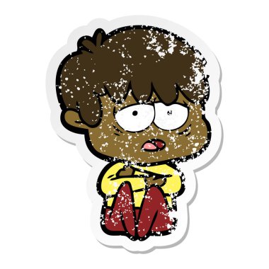 bir çizgi film yorgun çocuk sıkıntılı etiket