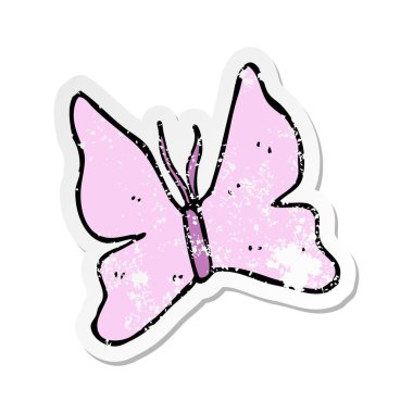 bir karikatür kelebek sembol Retro sıkıntılı etiket