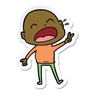 kel adam bağıran bir çizgi film etiketi