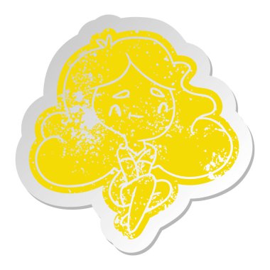 bir şirin kawaii kızın sıkıntılı eski etiket