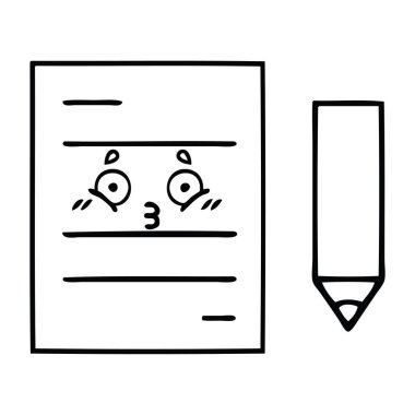 bir test kağıt çizim karikatür