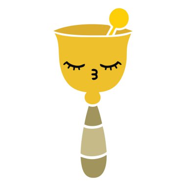 okul zili, düz renk retro çizgi film