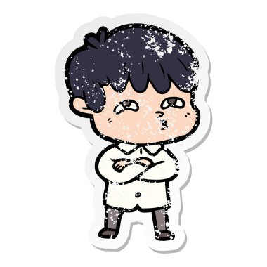 bir çizgi film meraklı insanın sıkıntılı etiket