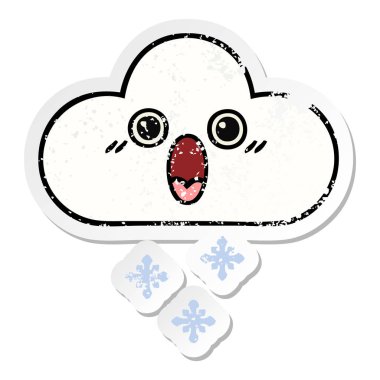 sevimli çizgi kar bulut sıkıntılı etiket
