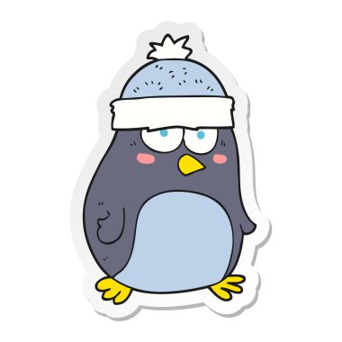 etiket bir karikatür penguen