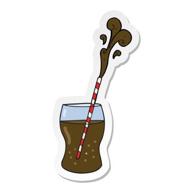 etiket bir karikatür gazlı içecek