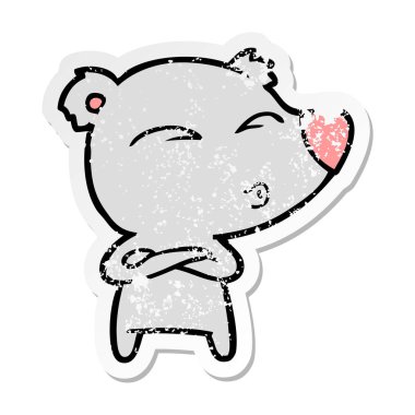 ayı ıslık bir karikatür sıkıntılı etiket