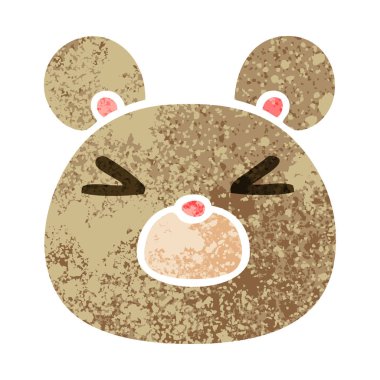 Retro illüstrasyon stil ilginç karikatür ayı yüz