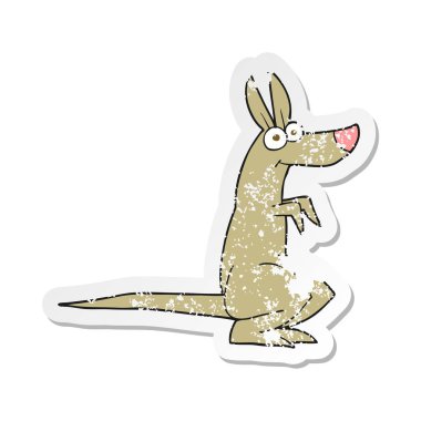bir çizgi film kanguru Retro sıkıntılı etiket