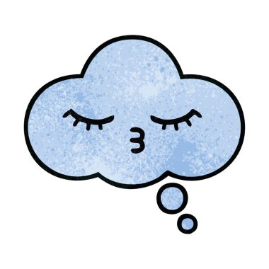 Retro grunge doku karikatür bir düşünce balonu