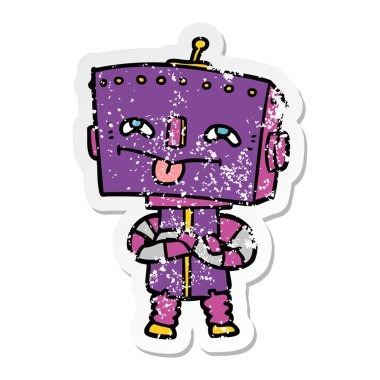 bir çizgi film robot sıkıntılı etiket