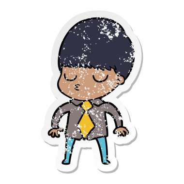 bir çizgi film sakin çocuk sıkıntılı etiket