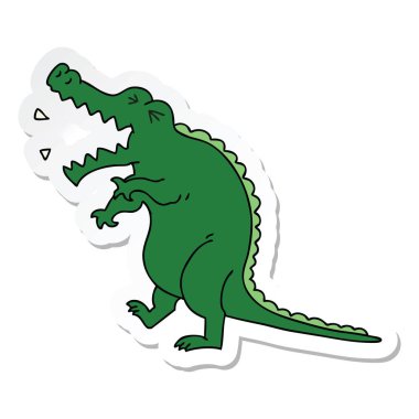 ilginç bir el etiket karikatür timsah çizilmiş