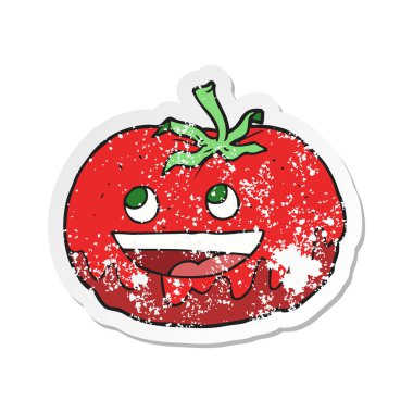 bir çizgi film domates Retro sıkıntılı etiket