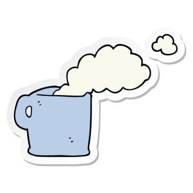 etiket bir çizgi film sıcak kahve