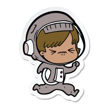 bir çizgi film astronot kadının etiket