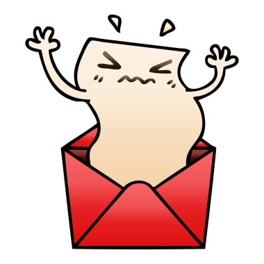 Degrade ilginç çizgi film mektup ve zarf gölgeli