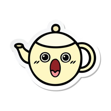 sevimli çizgi çaydanlık etiket