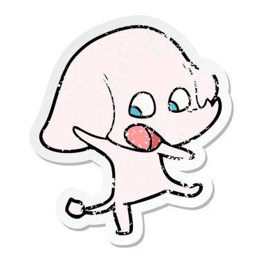 sevimli çizgi fil sıkıntılı etiket