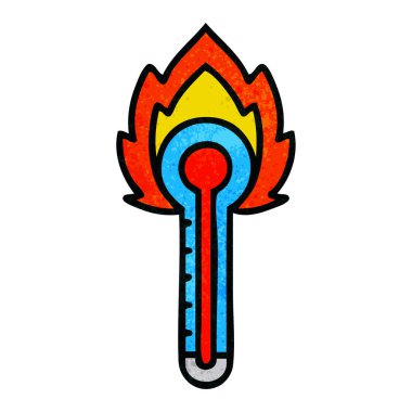 Retro grunge doku karikatür bir cam termometre