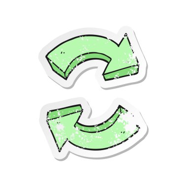 Retro sıkıntılı etiket okları geri dönüşüm bir karikatür