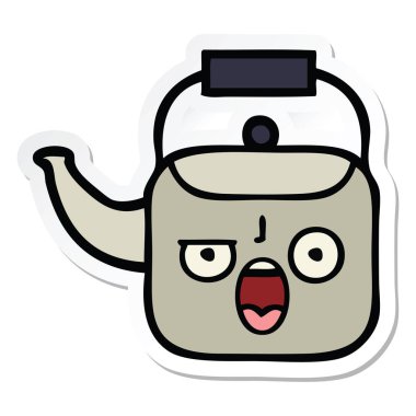 sevimli çizgi Kettle etiket