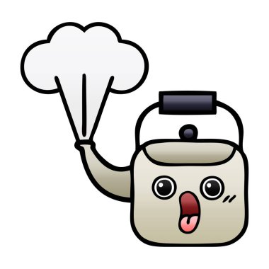 dumanı tüten bir Kettle degrade gölgeli çizgi film