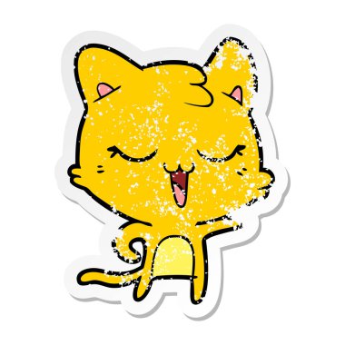 bir mutlu karikatür kedi sıkıntılı etiket