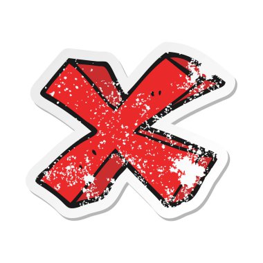 bir çizgi film negatif x sembolü Retro sıkıntılı Sticker